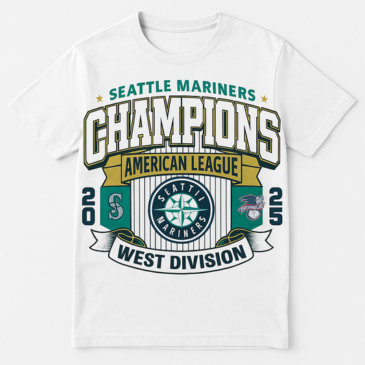Seattle Mariners 2025 AL West Division Champions T-Shirt – Official MLB Playoff Gear