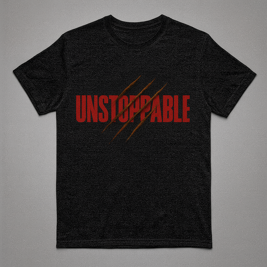 Unstoppable T-Shirt – Bold Motivational Graphic Tee with Claw Marks