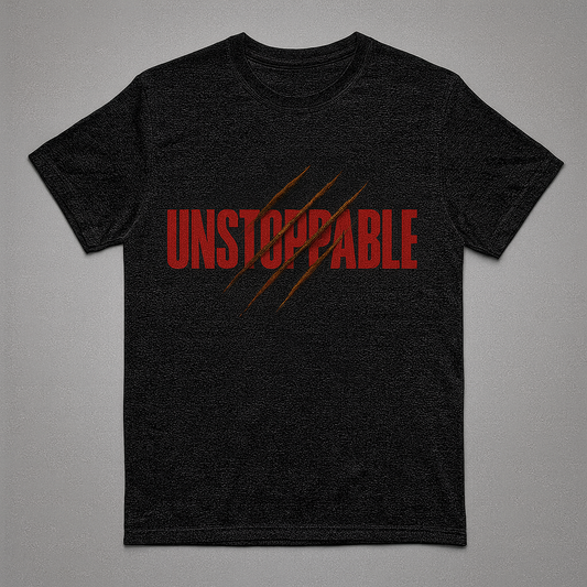 Unstoppable T-Shirt – Bold Motivational Graphic Tee with Claw Marks