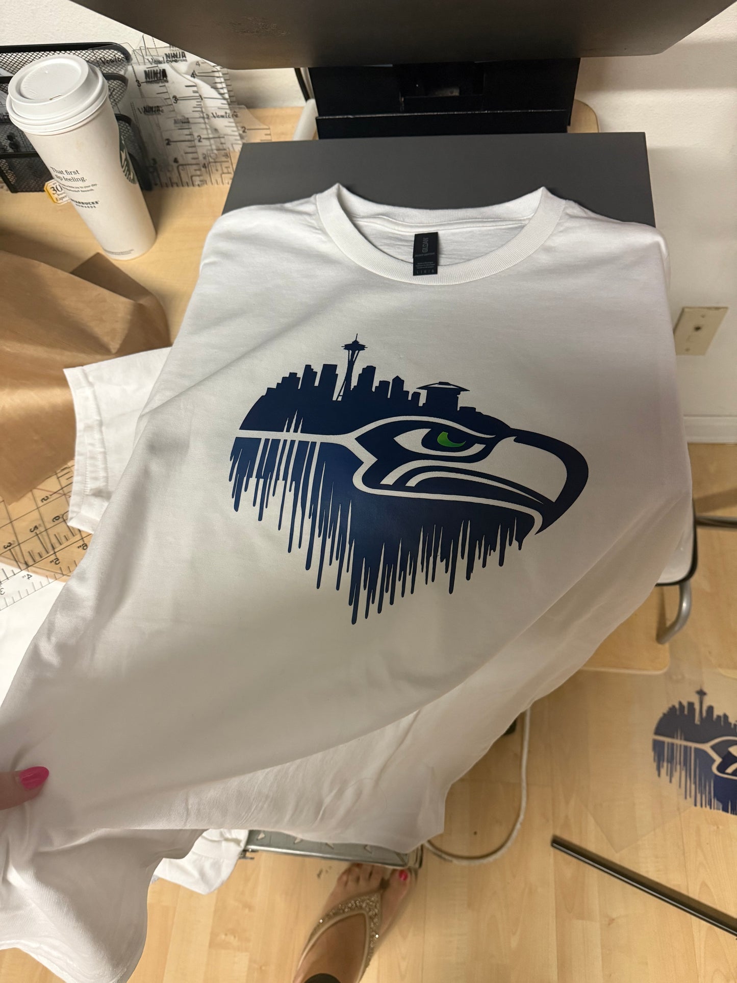Seattle Skyline Hawk Pride Tee – Custom Game Day Shirt