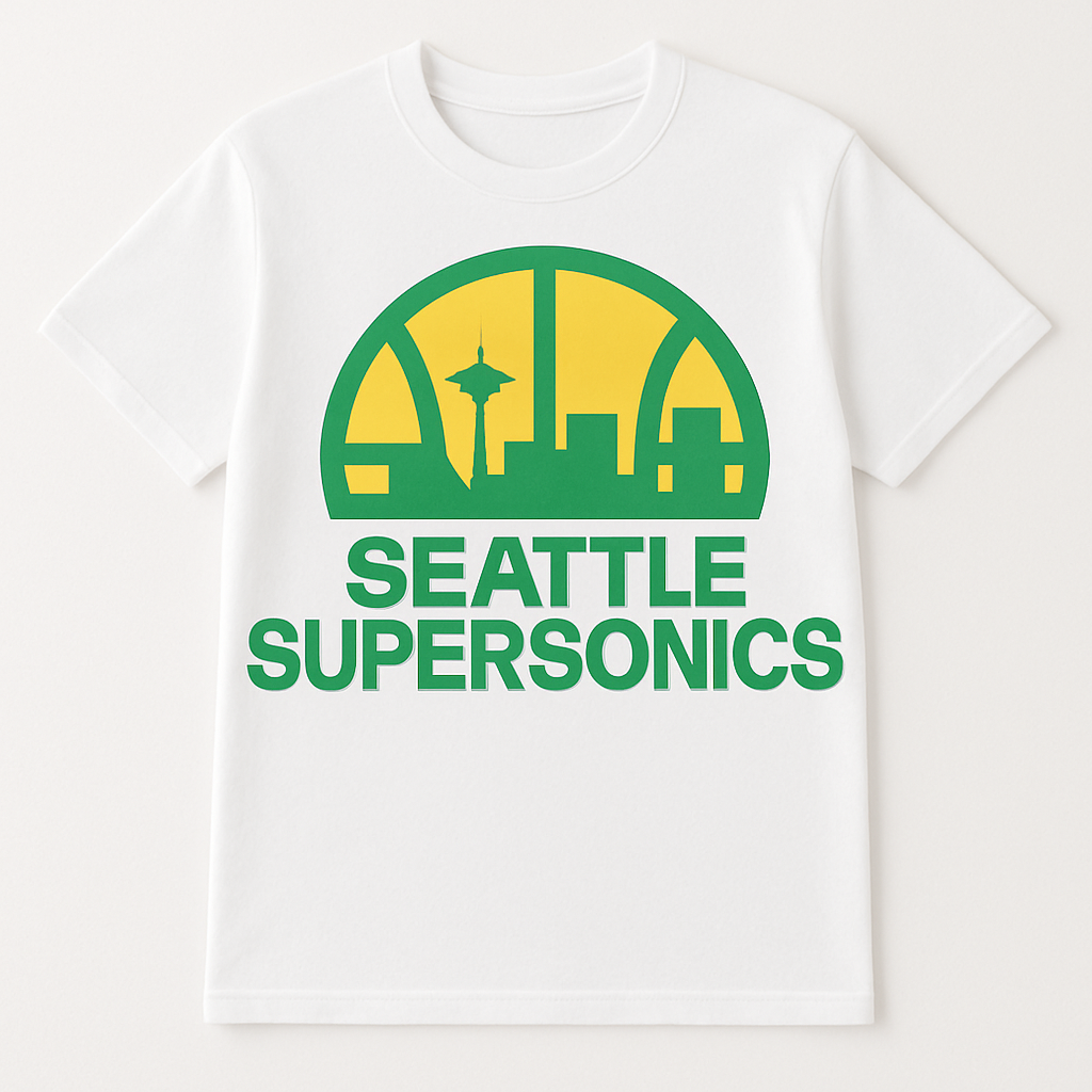 Seattle SuperSonics Retro Logo T-Shirt – Classic Green & Yellow Seattle Basketball Tee | Vintage NBA Seattle Shirt