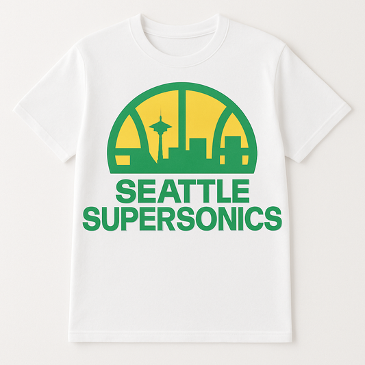 Seattle SuperSonics Retro Logo T-Shirt – Classic Green & Yellow Seattle Basketball Tee | Vintage NBA Seattle Shirt