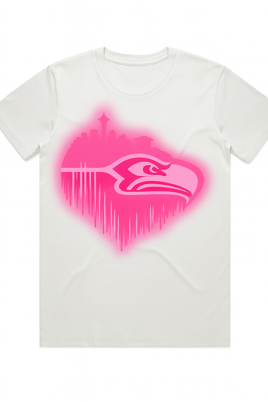 Seattle Skyline Heartbeat T-Shirt Pink Graphic Tee on White